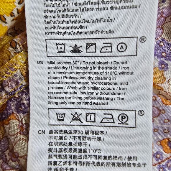 Maje Rissolette‎ Smocked Floral Print Dress Yellow Orange EU34/XS - Picture 13 of 13